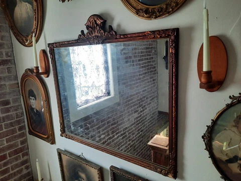 large Rectangle Antique Mirror with ornate details Gold Cover