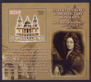 Architecture Saint Paul's cathedral London Ch. Wren architector s/s MNH #ML1187 - Picture 1 of 1