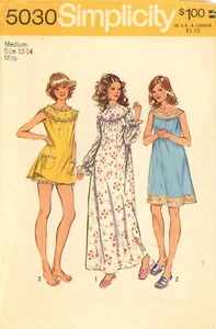 Simplicity 5030 Babydoll Style Pajamas, Bloomers, Nightgown Sz 12-14 COMPLETE - Picture 1 of 4