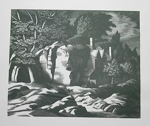 MACKLEY ROCK HOUSE PRINT Original 1968 Woodcut Print Etching Engraving GEORGE - Picture 1 of 1