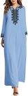 Celmia Women Casual Maxi Dress Long Sleeve Loose Vintage Embroidered Long Dresse