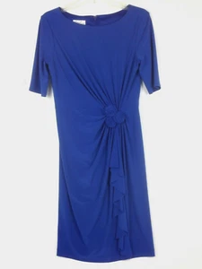 Abito donna Kim Rogers SS foderato corpetto panno rose blu royal tg 6 - Foto 1 di 5