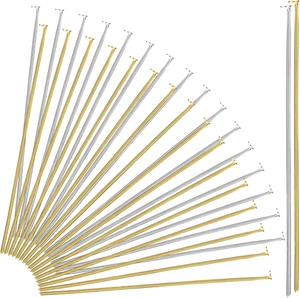 200 Pcs Flat Head Pins for Jewelry Making, 2 Inch/50 mm Gold Silver 22 Gauge Bra - Picture 1 of 12