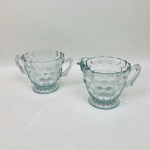 Hobnail Blasenmuster Glas Milchkännchen und Zuckerdose Set - Bild 1 von 13