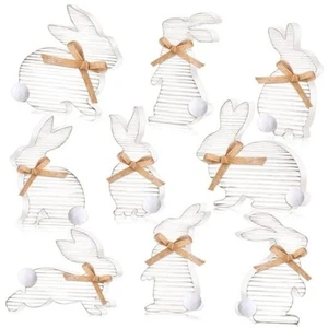 9 Pcs Easter Bunny Wooden Signs Easter Decorations for The Home Rustic Table - Picture 1 of 7