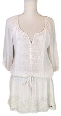 Top túnica campesina peplum cuello en V bordado hilo metálico Abercrombie Fitch talla M Foto 1 de 4