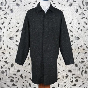 Neu mit Etikett Gap Wollmischung Mantel Herren M schwarz Tweed italienischer Stoff UVP $ 248 - Bild 1 von 9