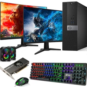 Dell SFF Gaming Desktop PC i5 6th 32GB 2TB SSD Dual 24"LED NVIDIA GTX Windows 11 - Picture 1 of 13