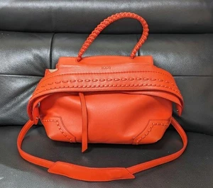 Tod's Handbag "Logo" Leather Red From Japan 120275K Authentic - Picture 1 of 24