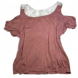 Pink Cold Shoulder Top Youth Large - Picture 1 of 5