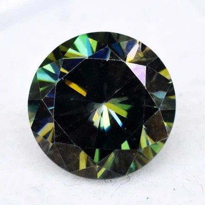 Bluish Green Moissanite 2.60 Ct Round 8 MM Stunning Certified Loose Gemstone - Image 1 of 4
