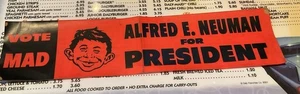 Revista Mad De Colección - Alfred E. Neuman Para Presidente Pegatina Parachoques Rara Leer - Imagen 1 de 8