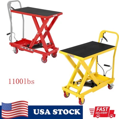 1100lbs Hydraulic Lift Table Cart 32" Height Manual Single Scissor Lift Table - Image 1 of 4