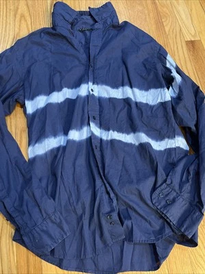Camisa de hombre Sisley azul estilo tie dye algodón con botones XL ITALIA Foto 1 de 4
