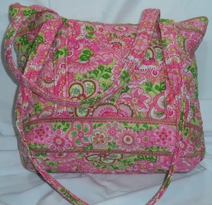 VERA BRADLEY PETAL PINK FLORAL TOTE SHOULDER BAG RETIRED PATTERN - Picture 1 of 5