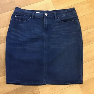 Women's TOMMY HILFIGER ROME Denim Stretch Skirt SIZE 10 Blue Cotton Back Pocket - Picture 1 of 10