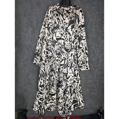 Future Collective Kahala Barfield Brown Dress 3X Black White Abstract Workwear - Image 1 of 4