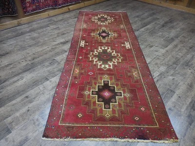 Геометрический турецкий винтажный ковер, фермерский винтажный анатолийский деревенский ковер 3,7 x 10,1 - Изображение 1 из 4