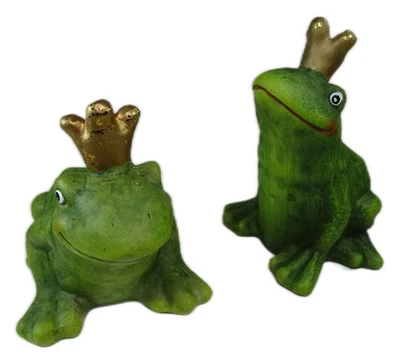 2er Set Froschkönig je 13 x 10 x 10 Frosch Wetterfrosch Figur Deko B-G K770 - Bild 1 von 4