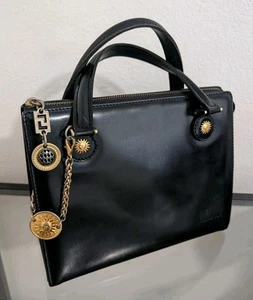 Authentic Vintage Gianni VERSACE Structured Leather Black Hand Bag - Picture 1 of 24