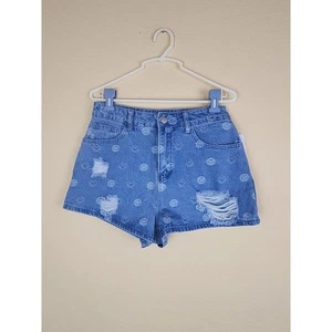 NWT Nikkis beach house Boutique Distressed smiley face Denim Shorts Size Small - Picture 1 of 9