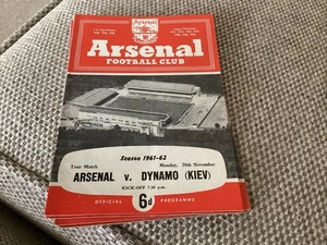 Arsenal v Dynamo Kiev (Friendly Tour match prog) 20/11/61 - Picture 1 of 3