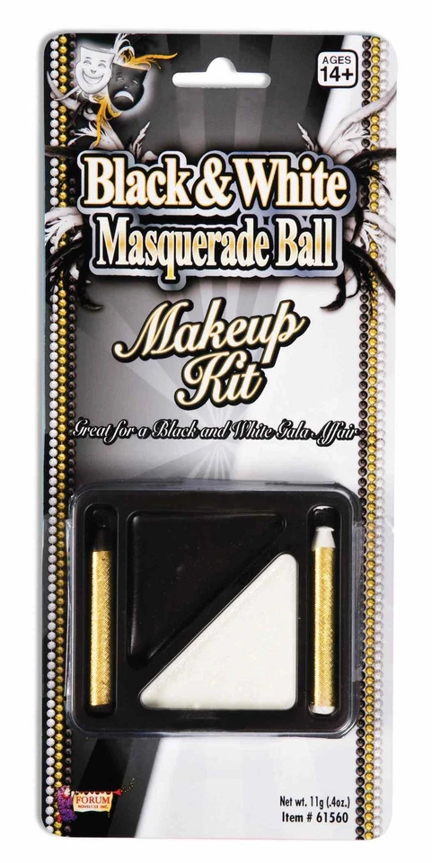 BLACK & WHITE MAKEUP KIT PALETTE w/2 STICKS HALLOWEEN COSTUME ACCESSORY - Image 1 of 1