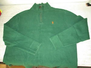 Men's Polo Long Sleeve Quarter Zip Pullover Large, Green GUC - Picture 1 of 2