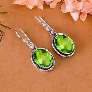 Peridot Gemstone 925 Sterling Silver Jewelry Earring, Elegant Earring, For Her - Picture 1 of 4