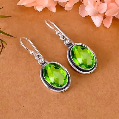 Peridot Gemstone 925 Sterling Silver Jewelry Earring, Elegant Earring, For Her - Image 1 of 4