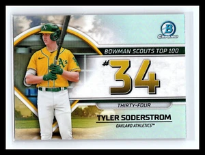 💥 Tyler Soderstrom 2023 Bowman Chrome TOP 100 REFRACTOR #BTP 34 RC - Picture 1 of 2