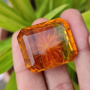 Natural 104 Carat Curving Cut Certified Yellow Brazilian Citrine Loose Gemstone - Picture 1 of 5