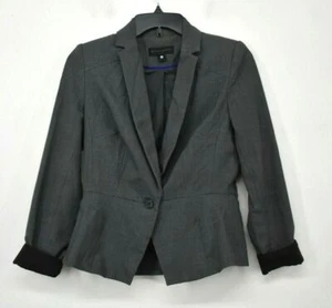 Worthington Petite Womens Gray Notch Collar 1 Button Formal Business Blazer 4P - Picture 1 of 7
