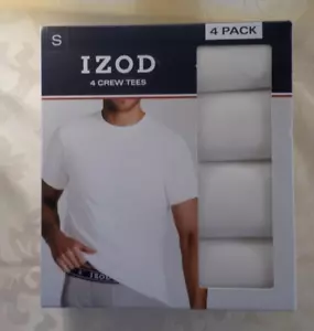 Paquete de 4 camisetas de tripulación IZOD talla S (34-36) nuevas en caja blancas 100% algodón súper suaves fácil cuidado - Imagen 1 de 8