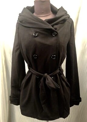 Jaqueta feminina preta macia com capuz tamanhos 10 12 14 16 NOVA - Imagem 1 de 2