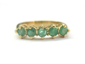 Anillo Banda Cinco Piedras Esmeralda Verde Colombiana 18Kt 1.05Ct - Imagen 1 de 3