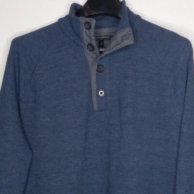 Camisa Tejida Banana Republic Talla XL Para Hombre Henley Pullover Manga Raglán Azul Foto 1 de 4