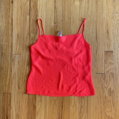 Camiseta regata nova com etiquetas Banana Republic gola alta drapeada frontal XS rosa neon coral - Imagem 1 de 4