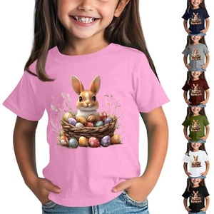 Kids Basic Short Sleeve T-Shirts Girls Boys Performance Lightweight Printed Tee# - Picture 1 of 33