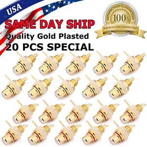 20 Pcs RCA Female Chassis Panel Mount Jack Socket Connector 24K Gold Plated USA - Picture 1 of 6