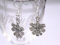 Green man earrings pagan wiccan On Bronze Hypoallergenic Hooks NEW handmade
