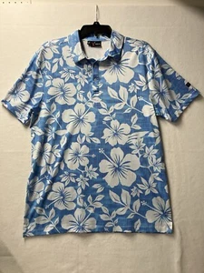 Yatta Golf blue floral hawaiian performance polo shirt Men’s Size Medium - Picture 1 of 4