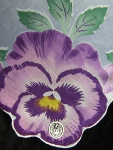Purple Pansies Hankie Flower Print Handkerchief Floral Printed Hanky HK1220 - Picture 1 of 12