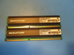 PATRIOT SIGNATURE 8GB 2 X 4GB PC3-12800 DDR3 NON-ECC 240PIN PSD38G1600KH - Picture 1 of 3