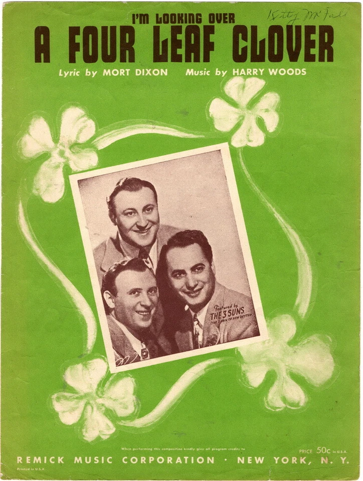 Estoy mirando un trébol de cuatro hojas, foto de los 3 soles, partituras vintage 1927 Foto 1 de 1