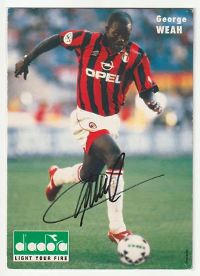 George Weah Signed Official AC Milan Diadora Promo Card Autograph Serie A - Image 1 of 2