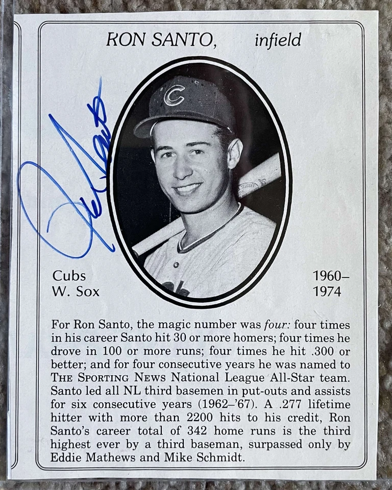 Ron Santo signed 4x5 clipping - Cubs HOF - Image 1 of 1