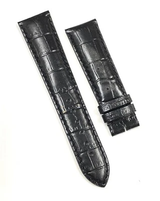 Correa de cuero de cocodrilo negro Longines genuina 21 mm x 18 mm Foto 1 de 4