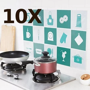 10X Ceramic Tile Kitchen Wall Paper Foil Wall Sticker Hot Oil Proof Decoration - Picture 1 of 3