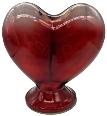 Ruby Red Heart Art Glass Paperweight Statue Glassware 6 Inches - Image 1 of 4